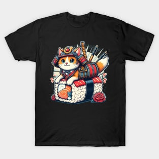 Cute Sushi Samurai Cat | Women’s Japanese Cat Lover T-Shirt